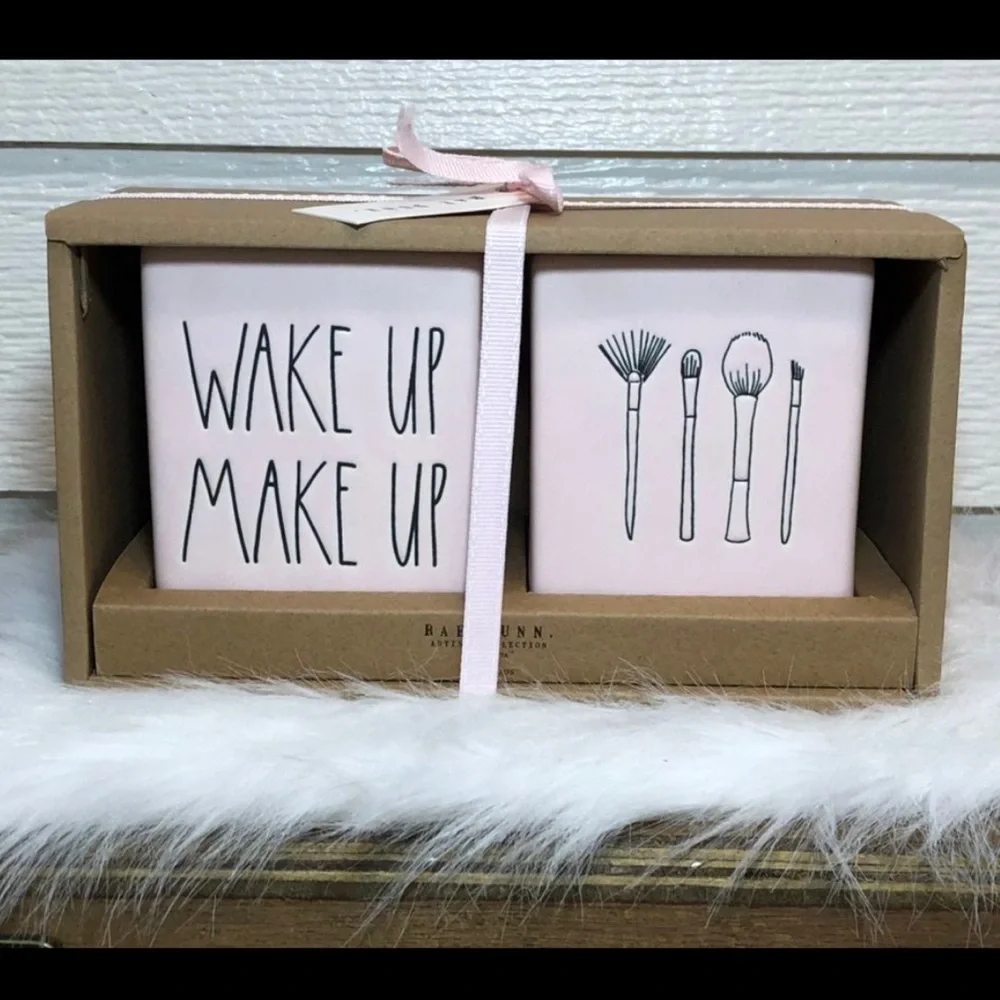 Rae Dunn Pink Makeup Brush Holder Set